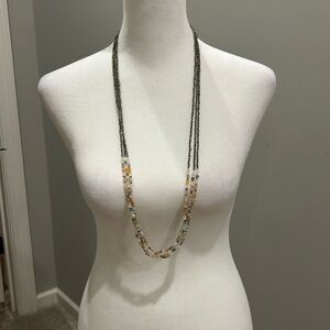 Loft neutral colors beaded necklace.  Very natural to blend with everything.